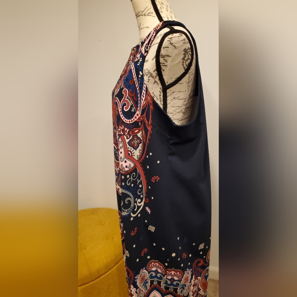 Banana Republic Blue and Pink Sheath Midi Dress, Size XL. - Picture 4 of 11